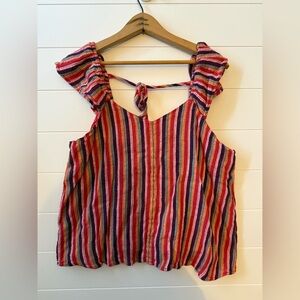 Liverpool Vibrant Striped Tie-Shoulder Blouse